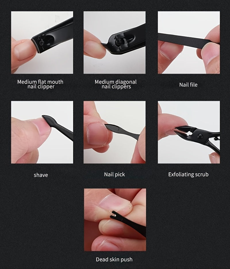 10pcs Black Nail Clippers Kit